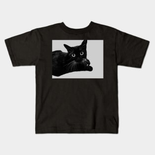 Black Cat Staring With Big Eyes Kids T-Shirt